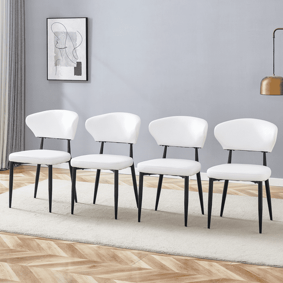 Ciphrias 31.5 Inch White PU Dining Chairs Set of 4 for Dining Room
