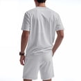 thumbnail image 3 of Eres Más Que una Prueba Puntuación Camisa Hombres Moda Cordón de Color Sólido Manga Corta Blusas con Cuello en V Conjunto de Cintura Elástica, 3 of 7