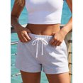 thumbnail image 4 of Shorts cortos de verano para mujer, elegantes, de color liso, con cintura elástica y cordón ajustable, ideales para la playa y uso diario., 4 of 8