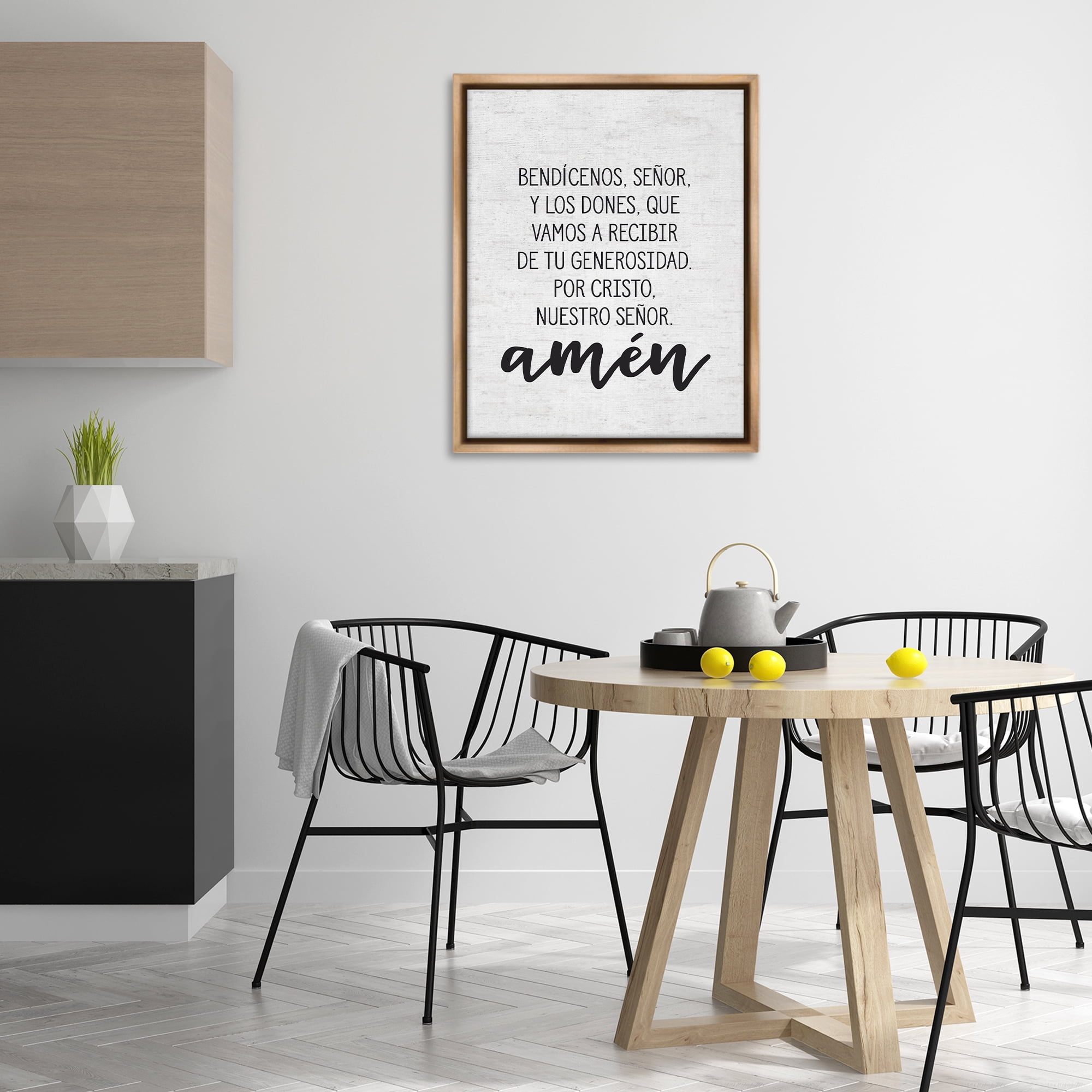 Stupell Industries Bendición de la Mesa Religious Quotes and Sayings Painting Brown Floater Framed Art Print Wall Art, 25 x 31