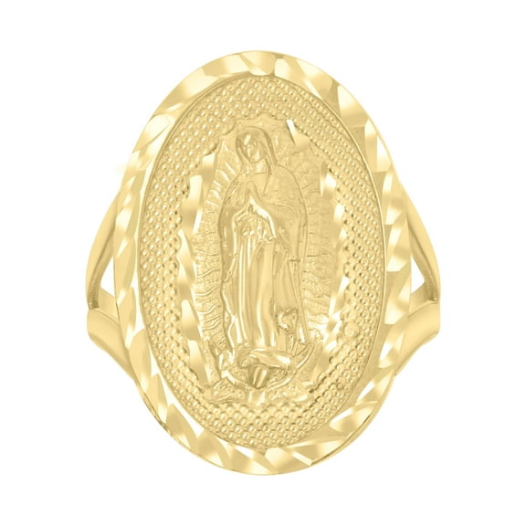 10kt Real Yellow Gold Womens Oval Guadalupe Religious Ring
