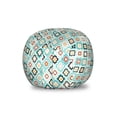 thumbnail image 1 of Geometric Storage Toy Bag Chair, Vintage Ottoman Style Floral Design with Old Fashion Heraldic Tiles Image, Stuffed Animal Organizer Washable Bag, Large Size, Aqua, by Ambesonne, 1 of 3