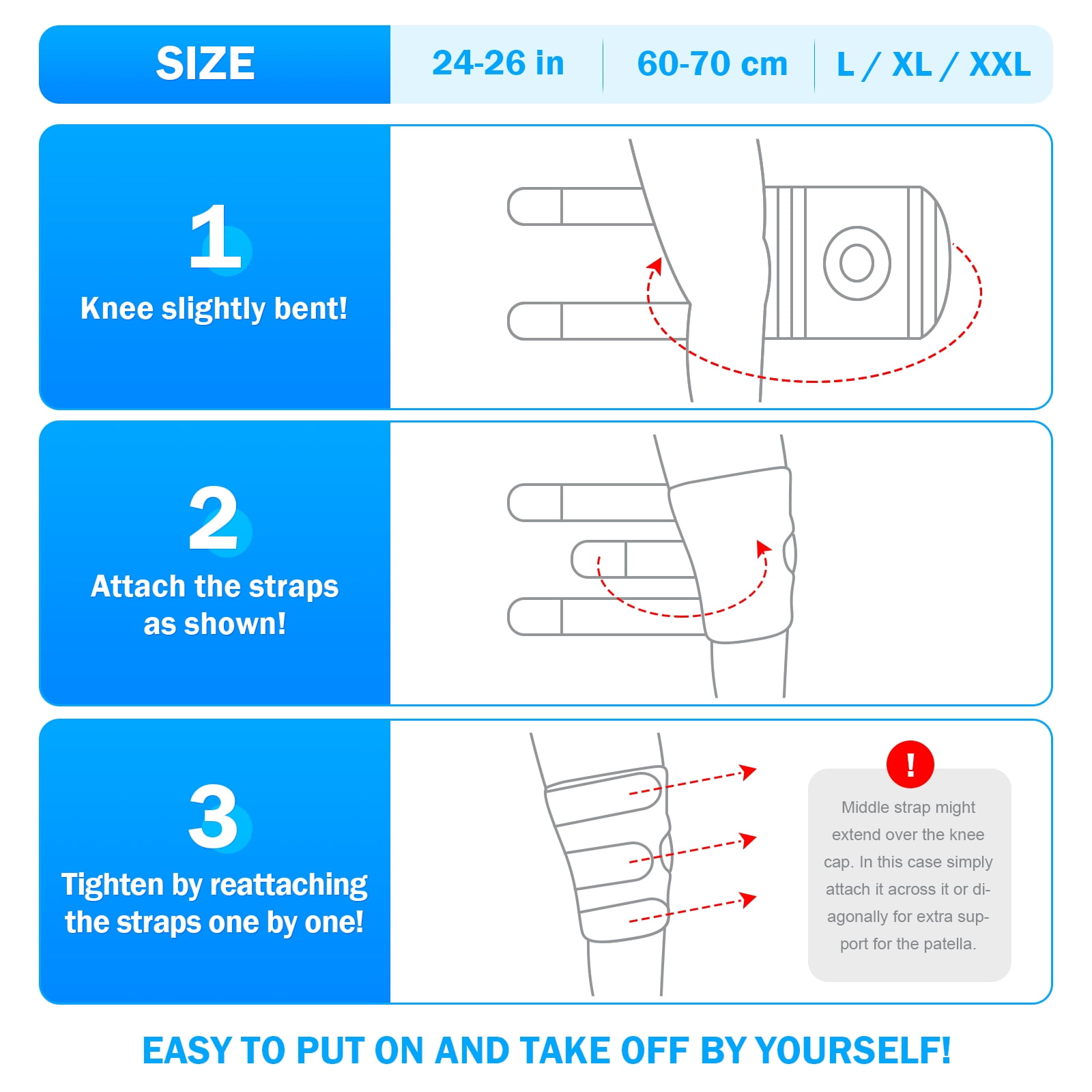 Plus Size Knee Braces for Knee Pain, Adjustable Knee Support with Side Stabilizers for Arthritis Pain, Meniscus Tear, ACL, LCL, Injury Recovery & Pain Relief For Women & Men - Black