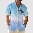 thumbnail image 2 of VBARHMQRT Yellow Long Sleeve Shirt Men Short Sleeved Fashionable Color Gradient Printed Coconut Tree Pattern Men Seaside Beach Shirt Sky Blue, 2 of 5