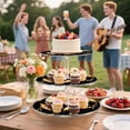 thumbnail image 6 of 3-Tier Acrylic Cupcake Stand Sturdy Dessert Display Cupcake Tower Cupcake Holder for Party Wedding Outdoor Picnic Delicate Gold Leaf Pattern, 6 of 8