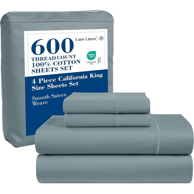 Draps en Coton Ultra Doux Ensemble de Draps Double Ensemble Pc Nombre de Fils Satin Literie Draps à Poches Profondes Draps Rafraîchissants Draps Format Double Ensemble de Lit Respirant ()