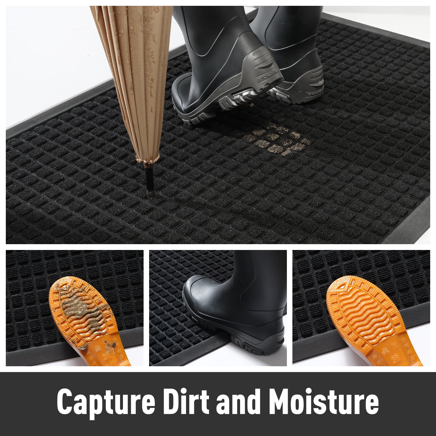 StripeMax Indoor/Outdoor Welcome Mat Waterproof, Low Profile, Anti