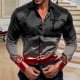 thumbnail image 1 of Camisa abotonada con solapa multicolor para hombre con mangas largas estampadas, camisa moderna y cómoda, informal, para fiestas de noche y vacaciones, 1 of 6