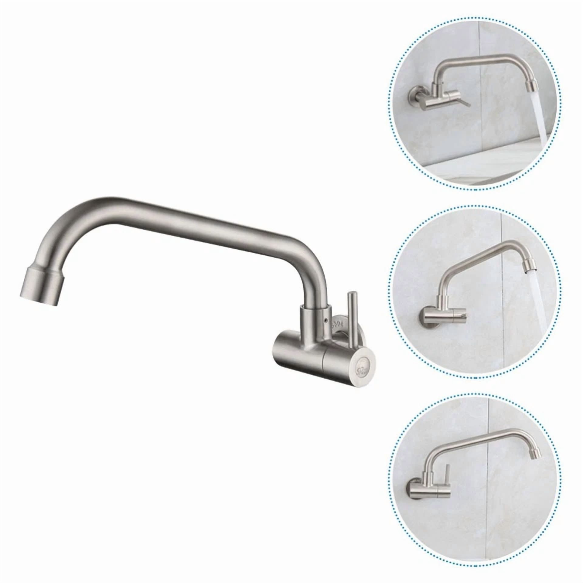 Single Cold Faucet Stainless Steel Tap Pull Out Kitchen Rotatable Sink
