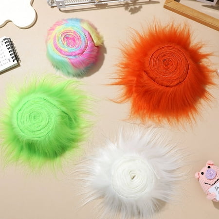 LEORX 4pcs Fuzzy Strip Fabric Craft Sewing Trim for Home Decoration White