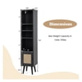 thumbnail image 4 of Rattan Storage Cabinet, 4 Tier Slim Design, Natural Wood & Rattan, Adjustable Shelves, Living Room, Bedroom, Entryway - 11.5" x 11.5" x 54", 135lbs Capacity, 4 of 9