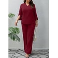 thumbnail image 5 of AURA Plus Size Pants Suits for Women Dressy 2 Piece Sets with 3/4 Sleeve Top Wide Leg Pants for Work & Daily Wear, 5 of 8