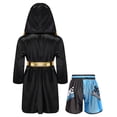 thumbnail image 2 of Miaeowve Kids Boys Boxing Outfit Metallic Satin Robe Long Sleeve Hooded Grown Cloak with Belt and B5 14, 2 of 5