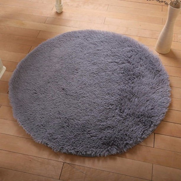 NK 40'' Round Rugs Circular Bedroom Fluffy Rugs AntiSkid Shaggy Area