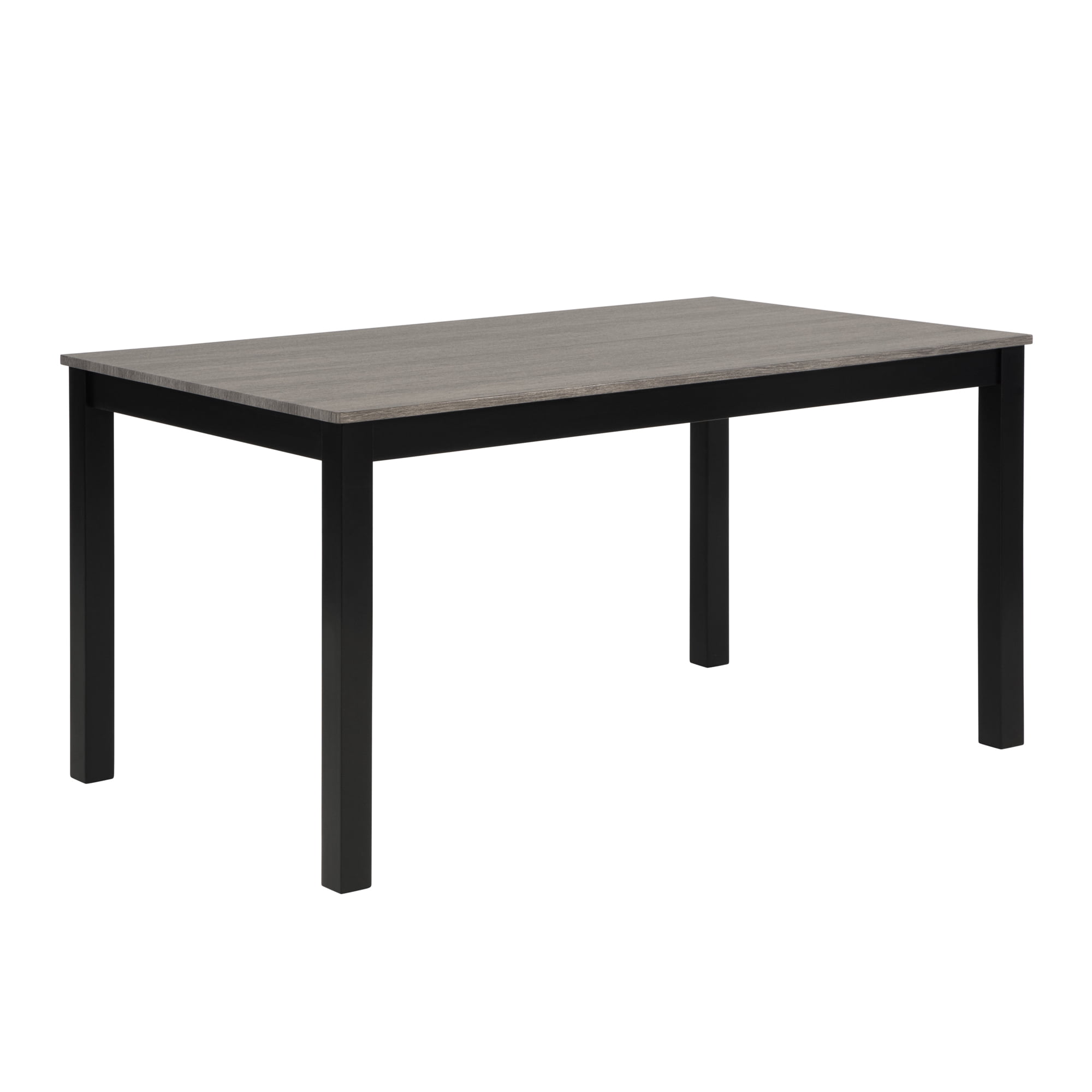 Gewnee Dining Set for 6,Farmhouse 6 Piece Dining Table Sets with Bench,Rectangle Wood Kitchen Table and 4 Upholstered Chairs.Light Grey & Black