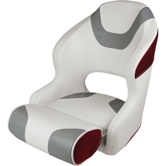 Wise Baja White Flip-Up Bolster Boat Seat, Marine Grade Vinyl, 28 oz