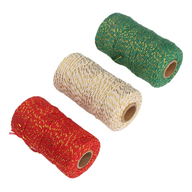 Pack De 4 Rollos De Cuerda De Algodón Y Yute – 200 M Total, Colores Rojo, Verde Y Natural, 2 Mm, Ideal Para Manualidades, Envoltorios Y Decoración Navideña