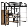 thumbnail image 6 of Full Size Loft Bed with Storage Staircase and Small Wardrobe, Metal Loft Bed Frame with Built-in Desk and Storage Shelves for Bedroom, No Box Spring Needed, Easy Assembly, Black, 6 of 7