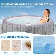 82 Inflatable Hot Tub, Segmart 5 to 7 Person Outdoor Hot Tub, Round Portable Home Spa with 130 Soothing AirJets, Lockable Cover, and Storage Bag, Built-in Heater Pump, Max. 104°F