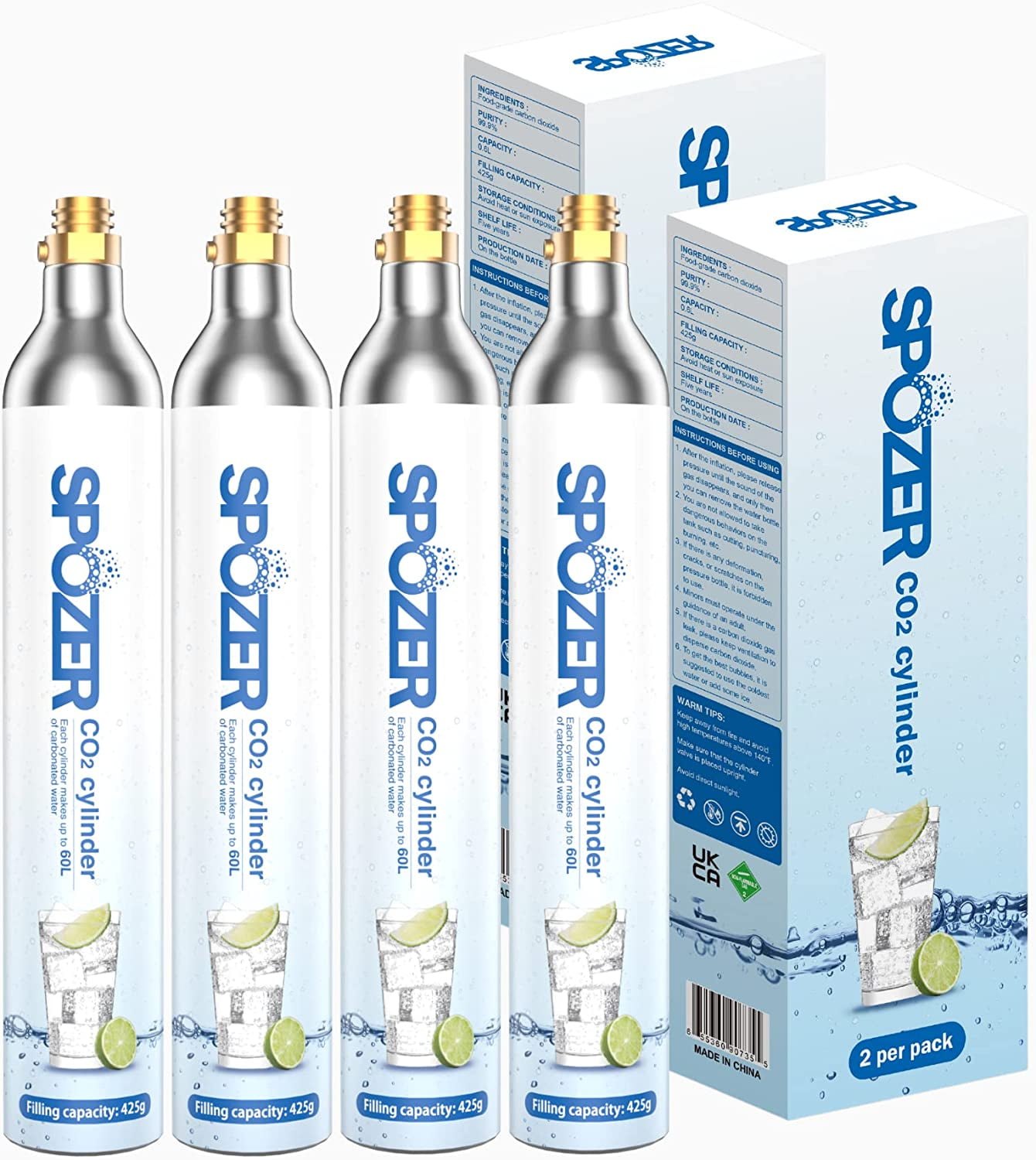 SPOZER 60L CO2 Cylinder for Soda Maker Carbonator Compatible with Soda