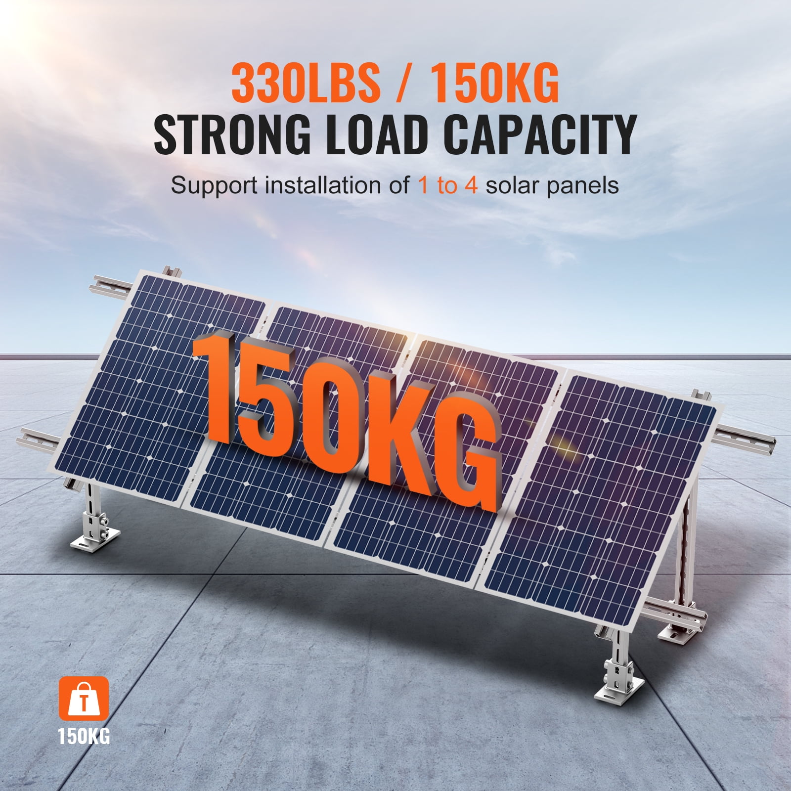 KFFKFF Pair of Solar Panel Support Structures, Flexibly Adjustable 30°-60° Multi-Unit Solar Panel Holders for 4-8PCS Solar Panels, Durable Carbon Steel Solar Panel Base for Agricultural Lands, Recrea
