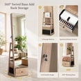 thumbnail image 2 of Skyhill 360°Swivel Jewelry Armoire, 60" Full Length Mirror Cabinet with 3 Rear Shelves, Bottom Drawer, Oak, 2 of 9