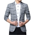 thumbnail image 1 of Mens Suit Jacket Fine Check Woolen Mens Slim and Handsome Suit Top, 1 of 3