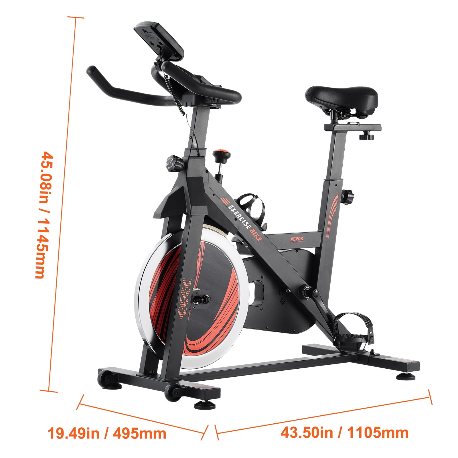 VEVOR Exercise Bike, Adjustable Stationary Bike, Indoor Cycling Bike for Home Cardio, Workout Bike with Silent Belt Drive, Comfortable Seat Cushion, LCD Monitor, and Heavy Flywheel