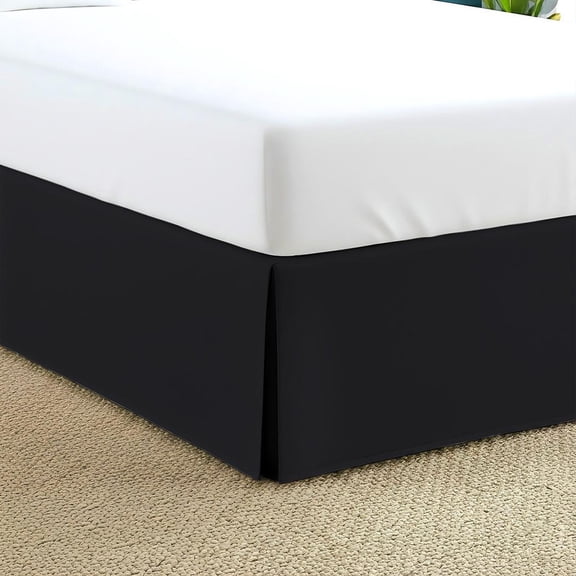550-TC Egyptian Cotton Dust Ruffle/Bed Skirt King Size 1-Pieces Split Corner Tailored Bed Skirt 6" Inch Drop Length Black Solid