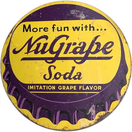 Vintage Gas Sign Reproduction Vintage Metal Signs Round Metal Tin Sign For Garage And Home 8 Inch Diameter – NuGrape Soda More fun With