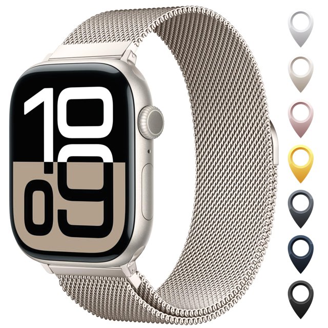 Correa de reloj OULUOQI de malla de acero inoxidable Apple 38-49 mm