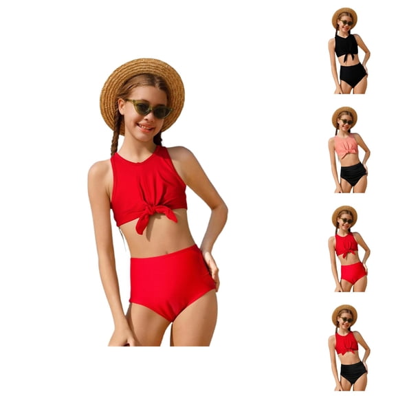 Girls Swimsuit Sporty Bikini Set Girls Two Piece Fashionable Beach Swimwear Performance Athletic Bathing Suit for and Youth Summer Activities