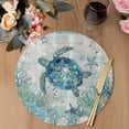 thumbnail image 3 of Underwater Turtle Round 13 Inch Placemats Set of 6, Coastal Coral Starfish Summer Ocean Reefs HeatResistant Non Slip Place Mats for Dining Table, Wipeable Braided Kitchen Table Mats for Housewarming, 3 of 9