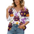 thumbnail image 3 of IMENGL Long Sleeve Shirts for Women Casual Halloween Print Lightweight Blouses Art Print V Neck Loose Basic Womens Long Sleeve Top,M-XXL, 3 of 6