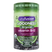 Angle View: (2 Pack) Vitafusion Goodness Organic Vitamin B12 3000 mcg Black Raspberry 90 Gummy