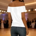 thumbnail image 7 of GUACER Womens Off Shoulder Blouses Fashion Sequin Ribbed Solid Loose Casual Short Sleeve Tops, 7 of 7