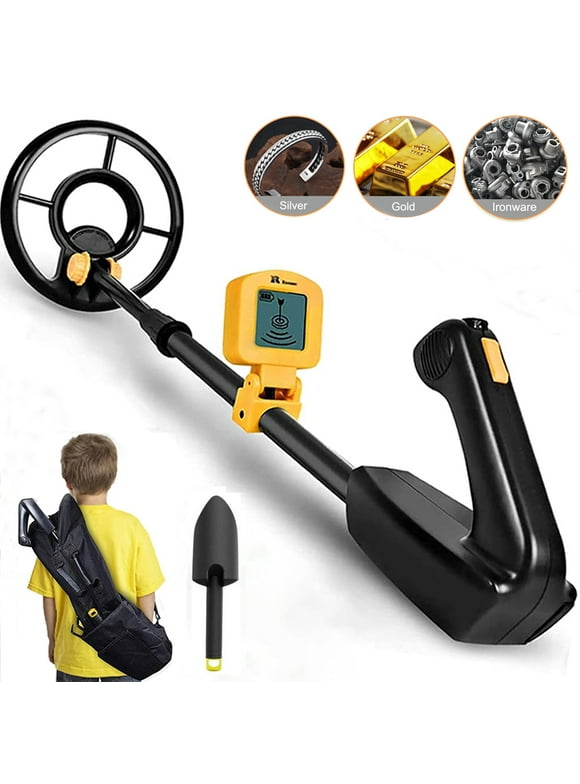 GVDV Metal Detector for Kids - High Accuracy Gold Digger with 7.4 inch Waterproof Lightweight Search Coil and 24"-35" Adjustable Stem for Junior & Youth, Yellow
