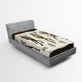 thumbnail image 1 of Ambesonne Tribe Fitted Sheet, Cartoon Prehistoric Native, Twin XL Size, Army Green Yellow, 1 of 2