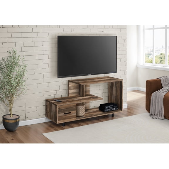 TV Stand Tv Stand, 48 Inch, Console, Media Entertainment Center, Storage Drawer, Living Room, Bedroom, Brown Laminate, Contemporary, Modern,Entertainment Center