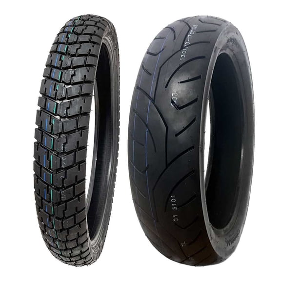 MMG Motorcycle Tire Combo: Front 90/90-21 - Rear 130/80-17 All Weather Tread DOT