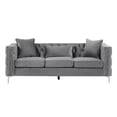 thumbnail image 2 of Alexandria - Gray Velvet fabric 3 Pieces Living room Set - 1 Sofa, 1 Loveseat and 1Armchairs., 2 of 7