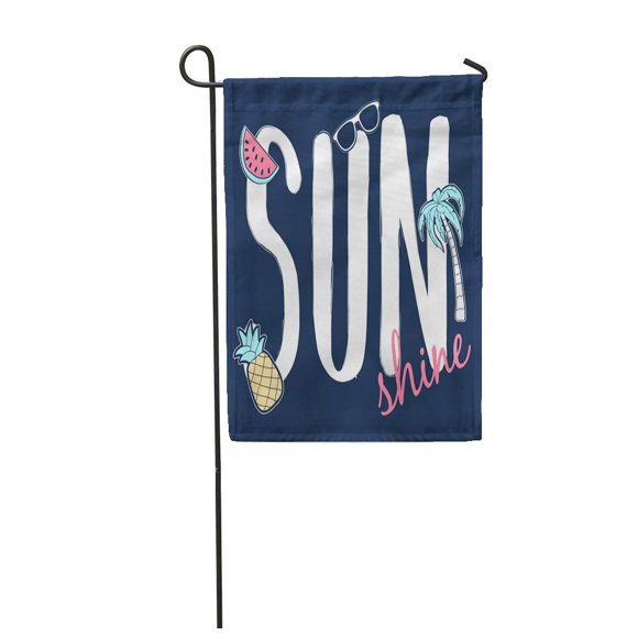 POGLIP Girl Sunshine Slogan and Badges Tropical Hawaii Baby Beach Garden Flag Decorative Flag House Banner 28x40 inch