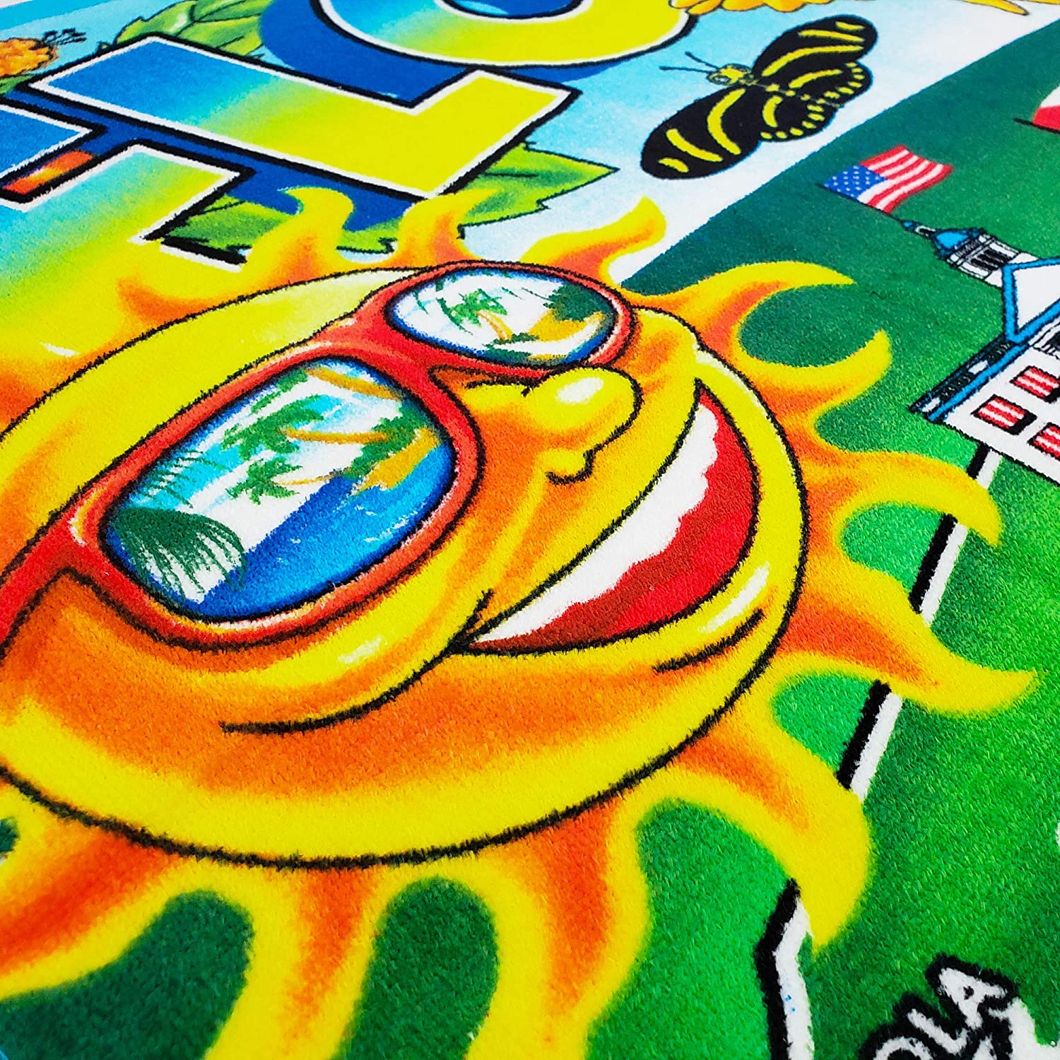 Florida Map Beach Towel 30 x 60 inch 100% Cotton - Sunshine State Multicolor