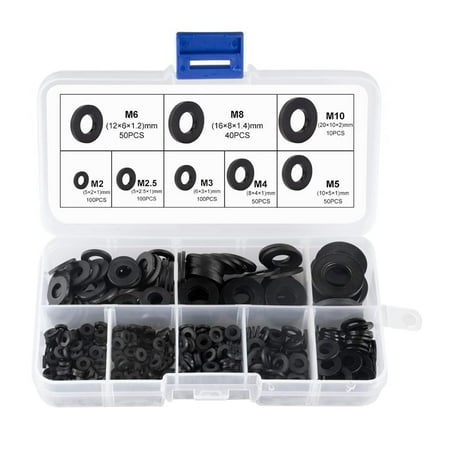 

500 Pieces Plastic Washers Rubber Flat Washers Nylon Washers Corrosion-Free Washers for Industrial Fixings New