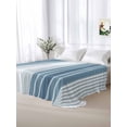 thumbnail image 5 of Blue Ombre Stripe Twim XL Size Flat Sheet, Wrinkleproof & Fadeproof Cooling Flat Bed Sheet Only, Farmhouse Simple Striped Breathable Soft Bedding Top Sheets 66 x 102 Inches, 5 of 8