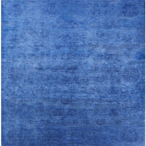 Ahgly Company Indoor Square Mid-Century Modern Blue Orchid Blue Persian Area Rugs, 8' Square