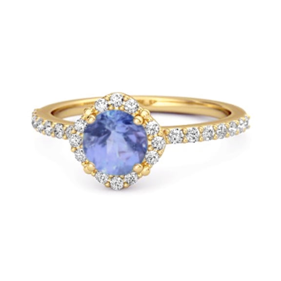 0.25 Ctw Tanzanite 925 Sterling Silver Gold Vermeil Solitaire Women Valentines Day Gifts Ring