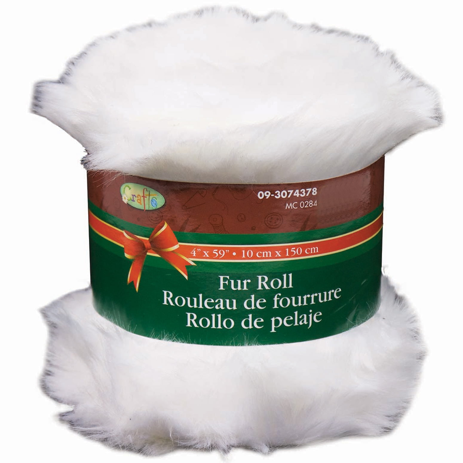 Christmas Faux Fur Roll Decoration Finishing 59&quot; x 4&quot; Garland, White