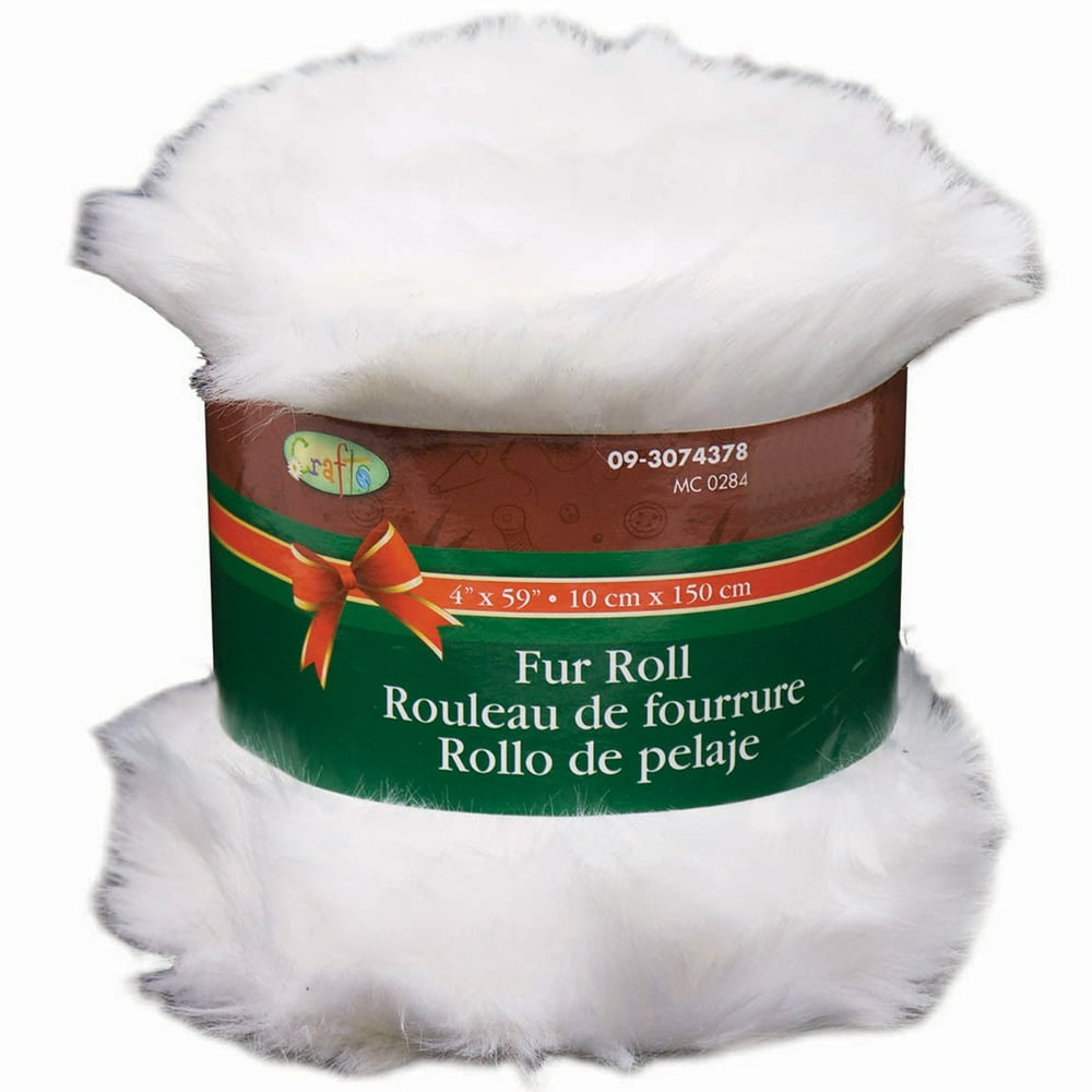 Christmas Faux Fur Roll Decoration Finishing 59" x 4" Garland, White