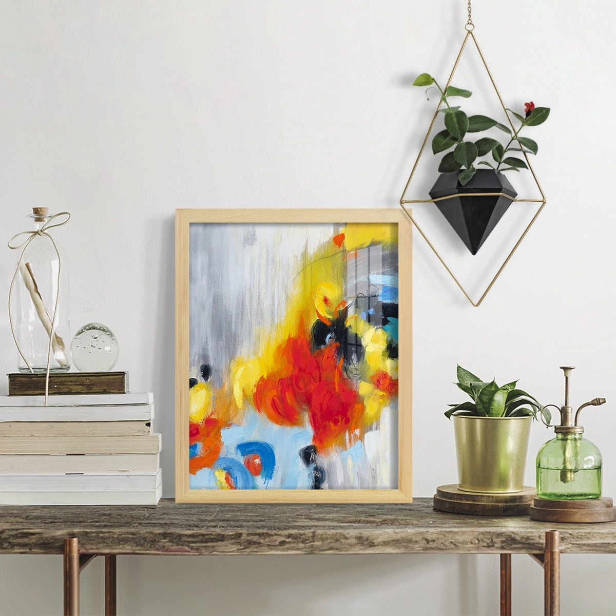 In the Loop I -Framed Print w/glass-Natural Wood